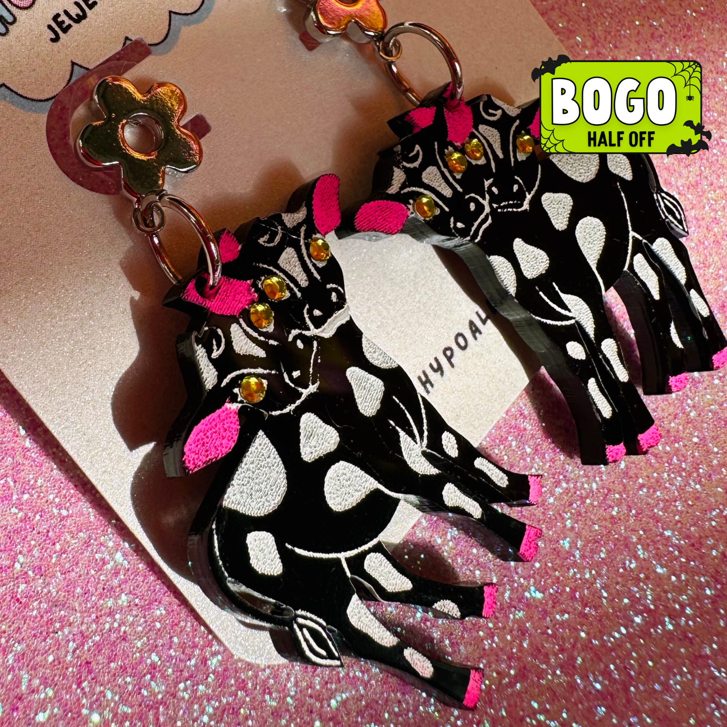 Two Headed Calf Acrylic Earrings