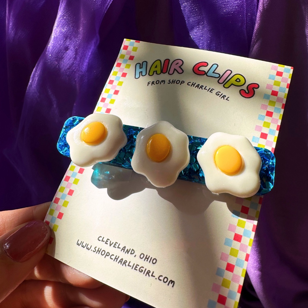 Egg Acrylic + Resin Hair Clip