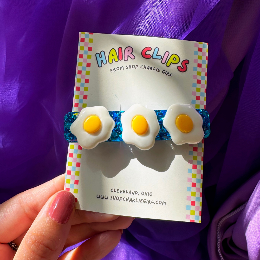 Egg Acrylic + Resin Hair Clip