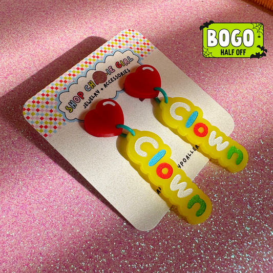 Clown Dangle Acrylic Earrings