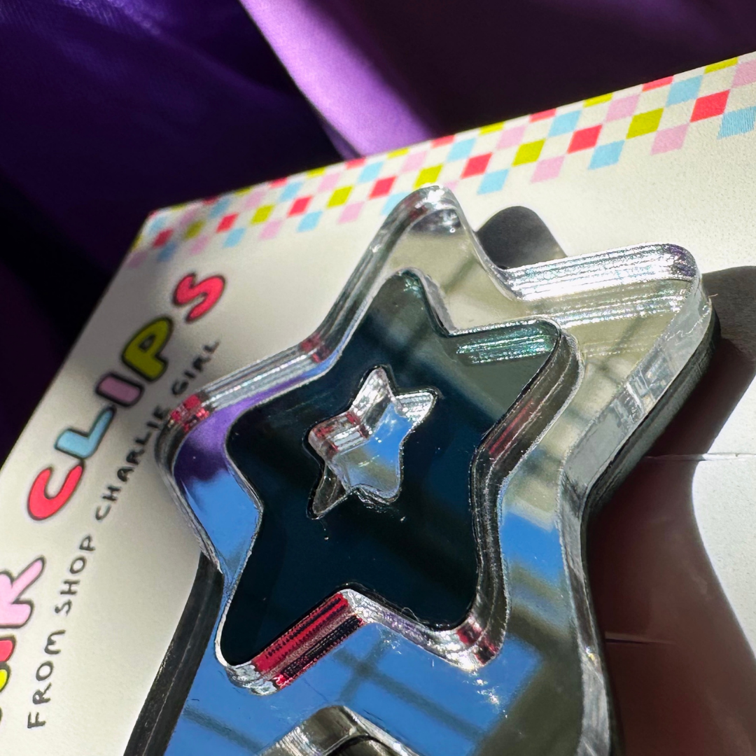 y2k Black and Silver Star Hair Clip