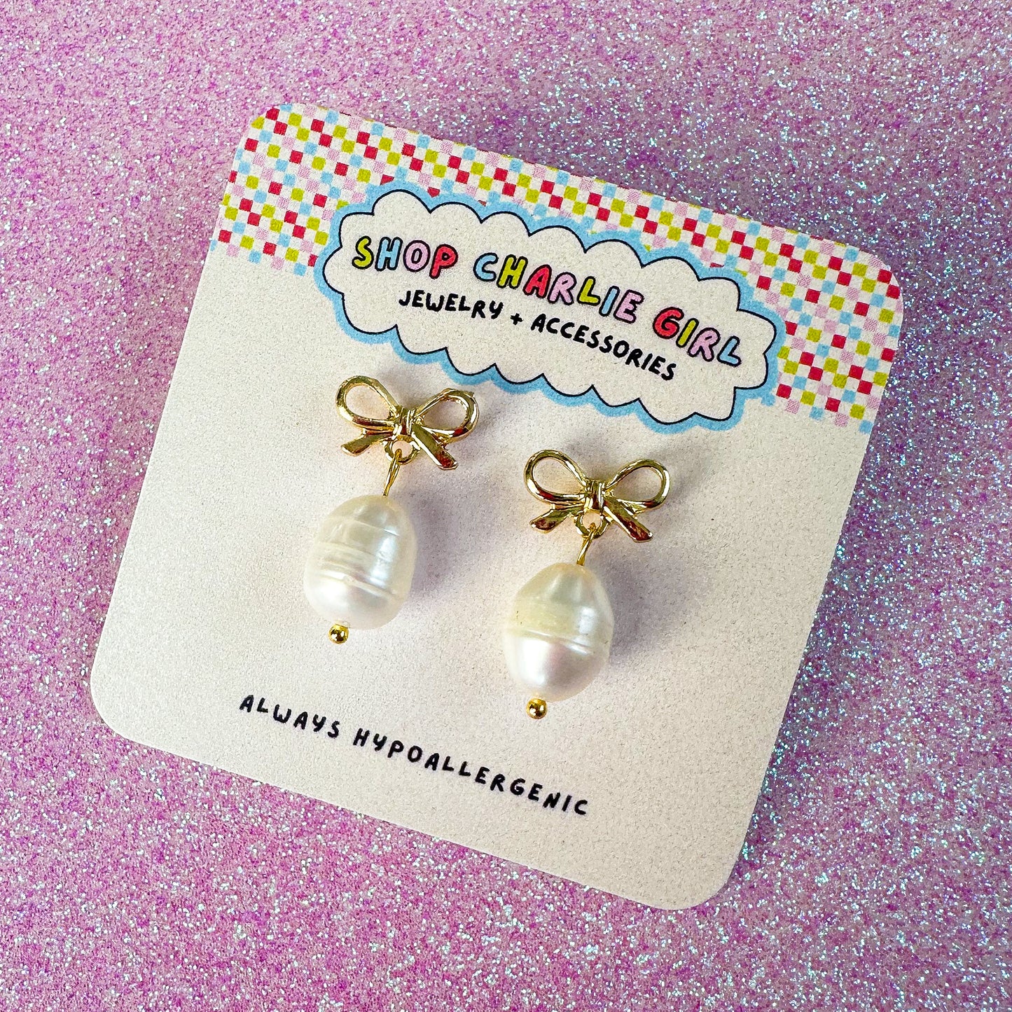 Dainty Freshwater Pearl Bow Post Earrings