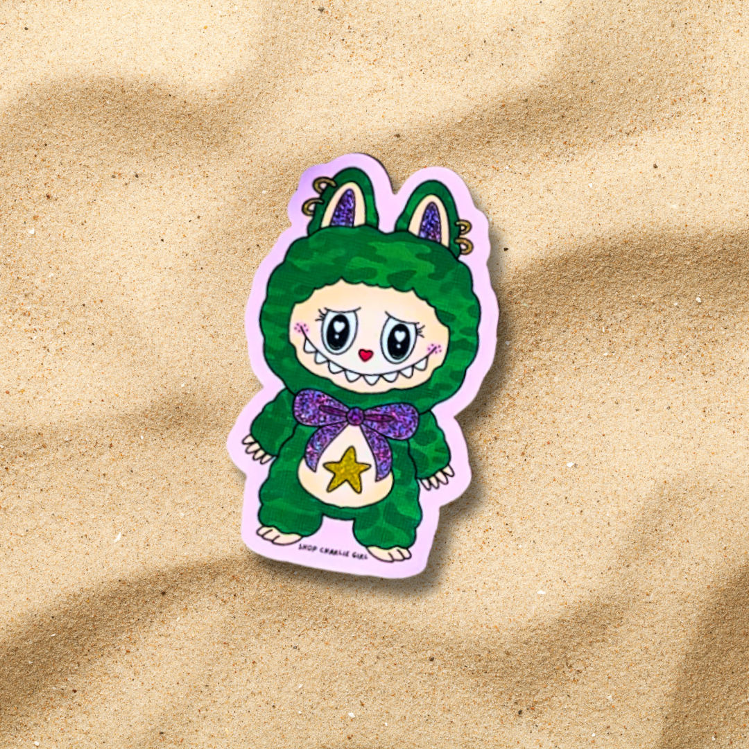 Labubu Fan Art Sticker - Green Camo