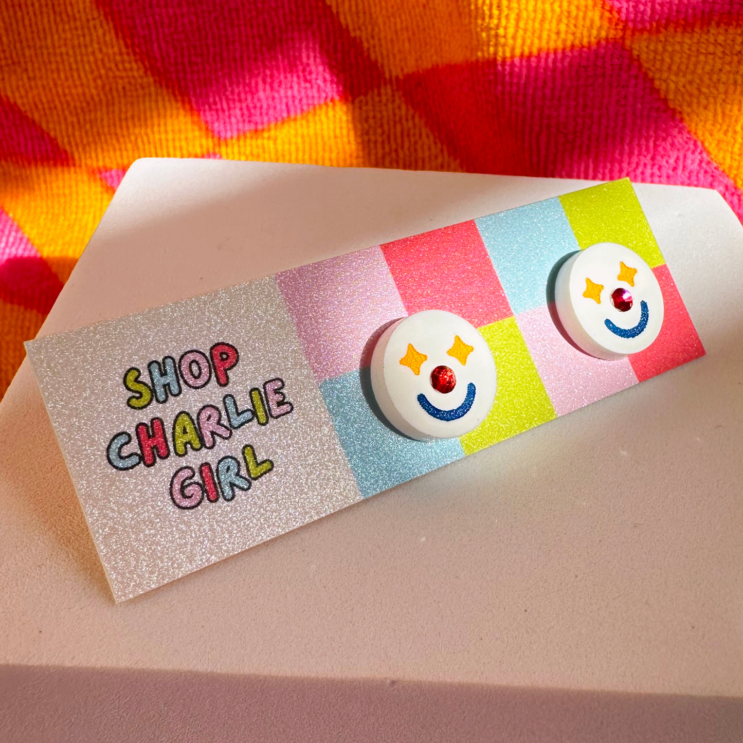 Clown Face Acrylic Stud Earrings