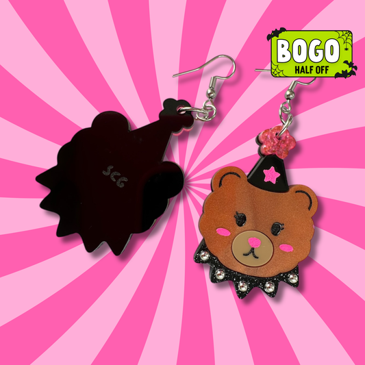 Bear Clown Acrylic Earrings