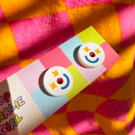 Clown Face Acrylic Stud Earrings