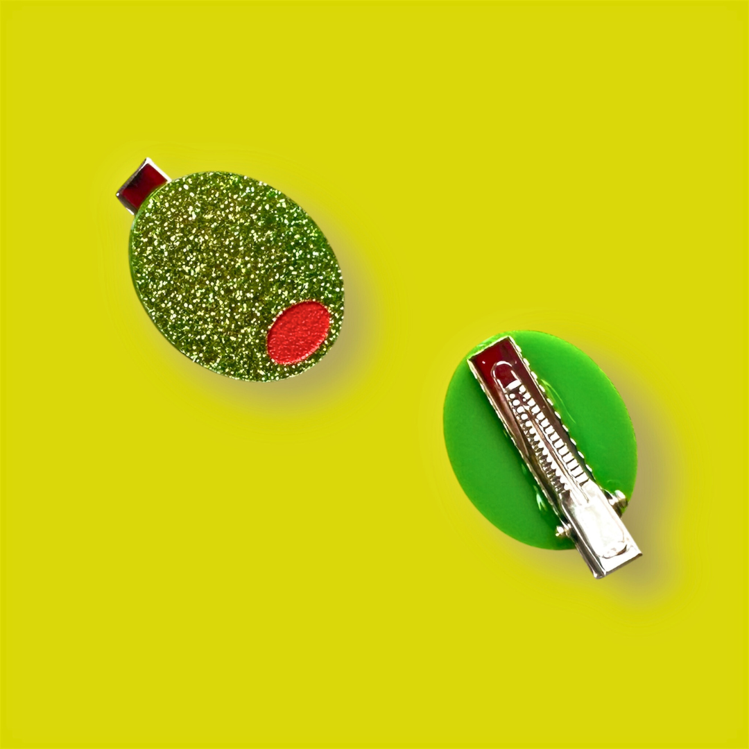 Sparkly Olive Acrylic Hair Clip Set