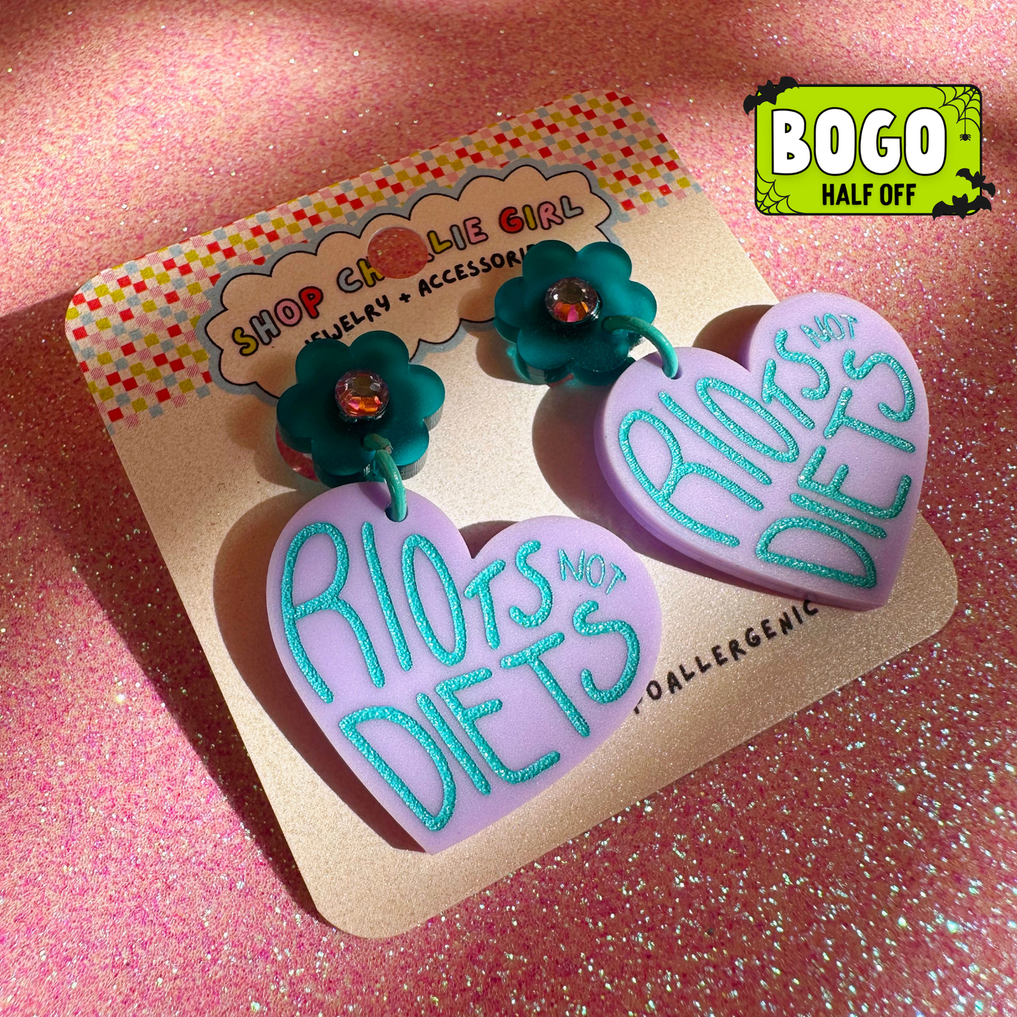Riots NOT Diets Acrylic Earrings - Choose Color