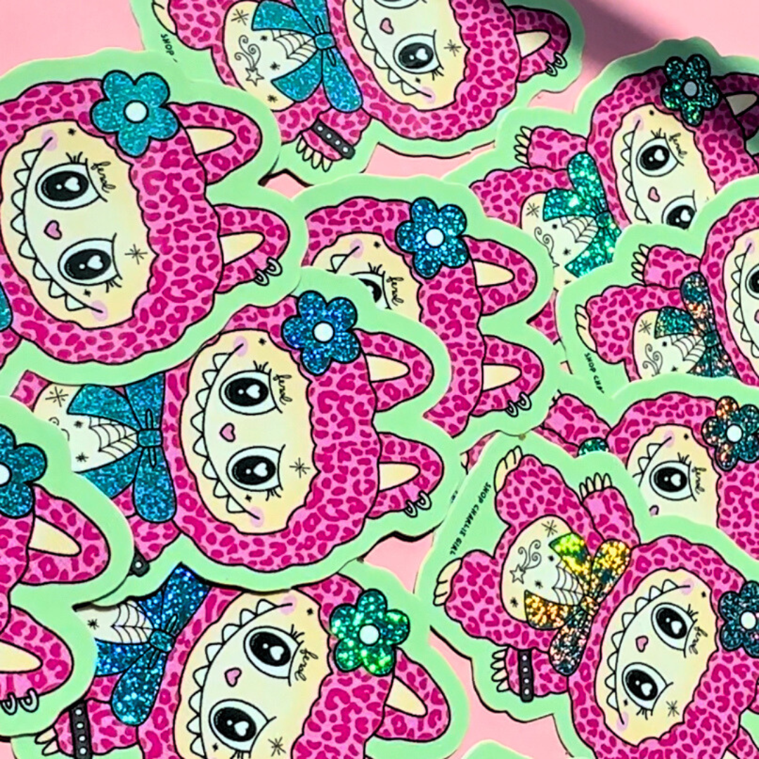 Labubu Fan Art Sticker - Pink Tattoo