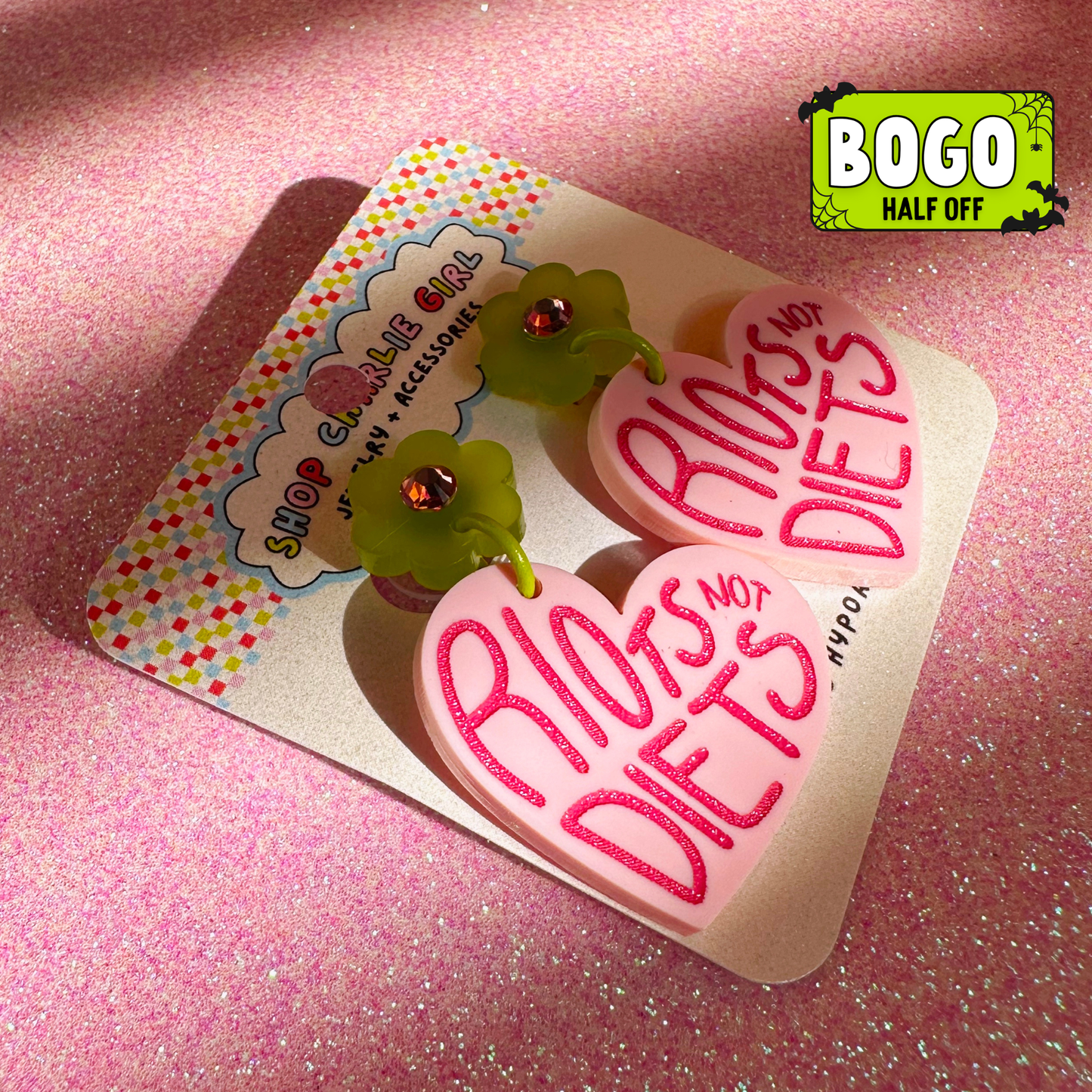 Riots NOT Diets Acrylic Earrings - Choose Color