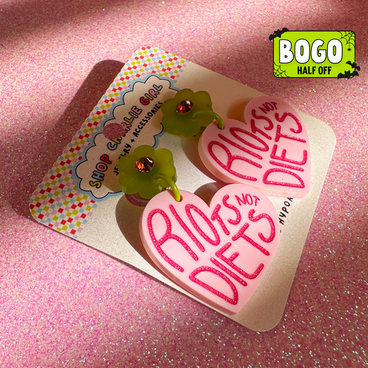 Riots NOT Diets Acrylic Earrings - Choose Color