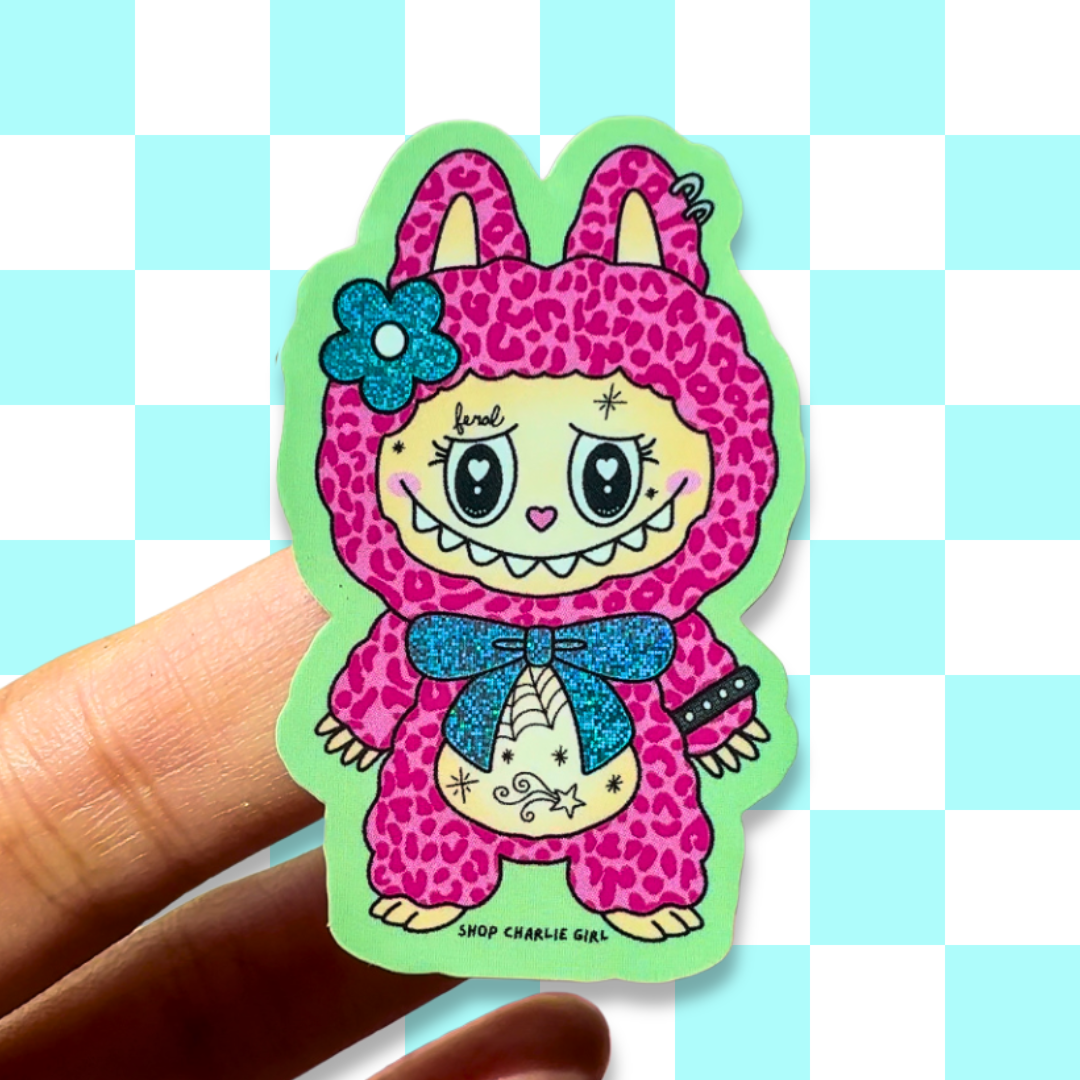 Labubu Fan Art Sticker - Pink Tattoo