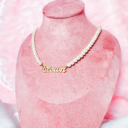 Clown Pearl Necklace - Gold