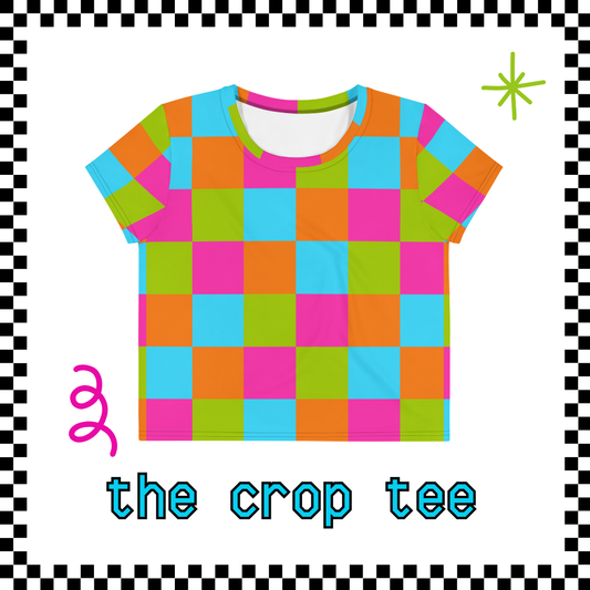 Happy Checkered Crop Tee