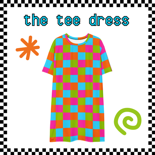 Happy Checkered Tee Dress