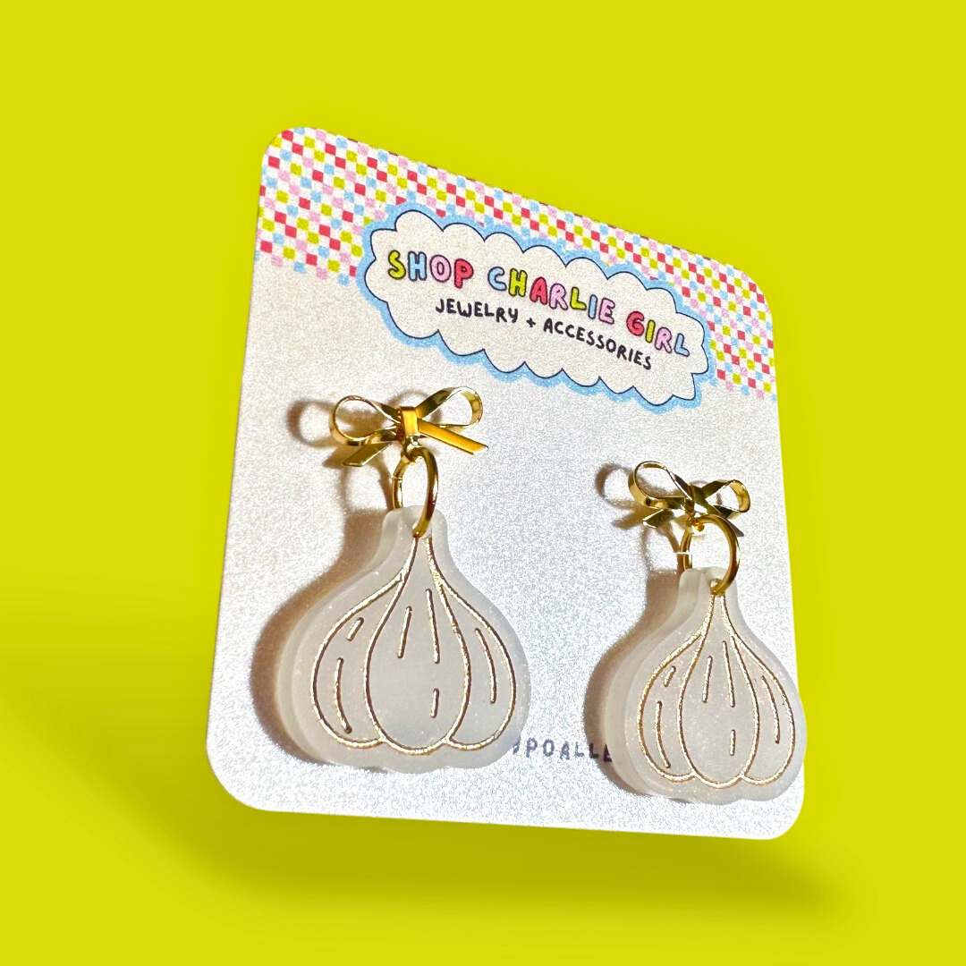 Garlic + Bow Acrylic Earrings