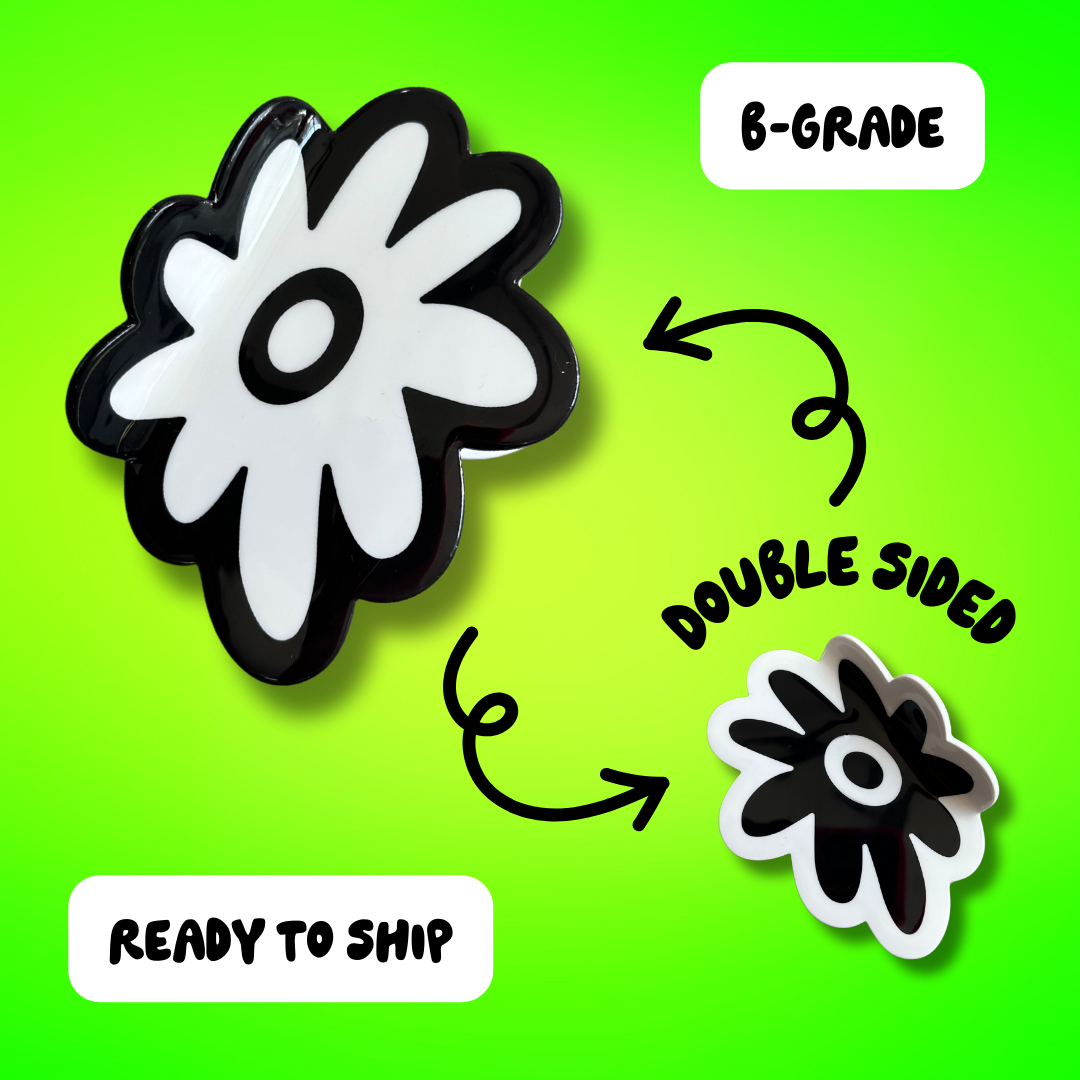 Black + White Flower Hair Claw (B-GRADE)