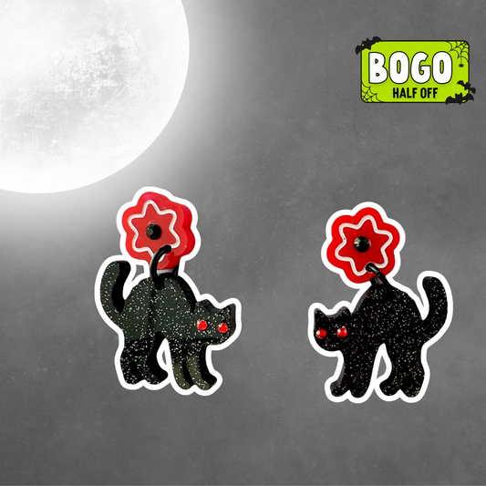 Spooky Black Cat Acrylic Earrings