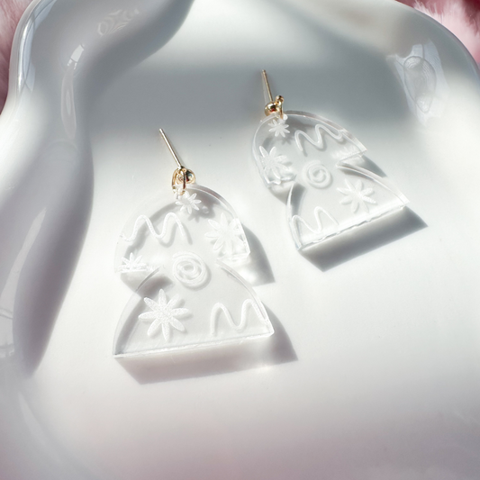 Abstract Engraved Clear Acrylic Earrings