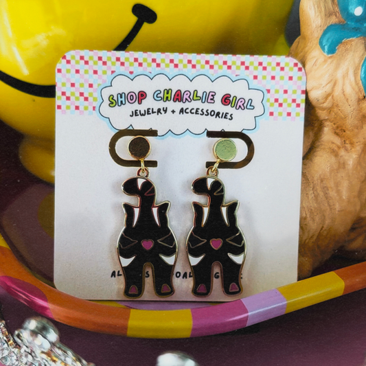 Cat Heart Booty Earrings - Black