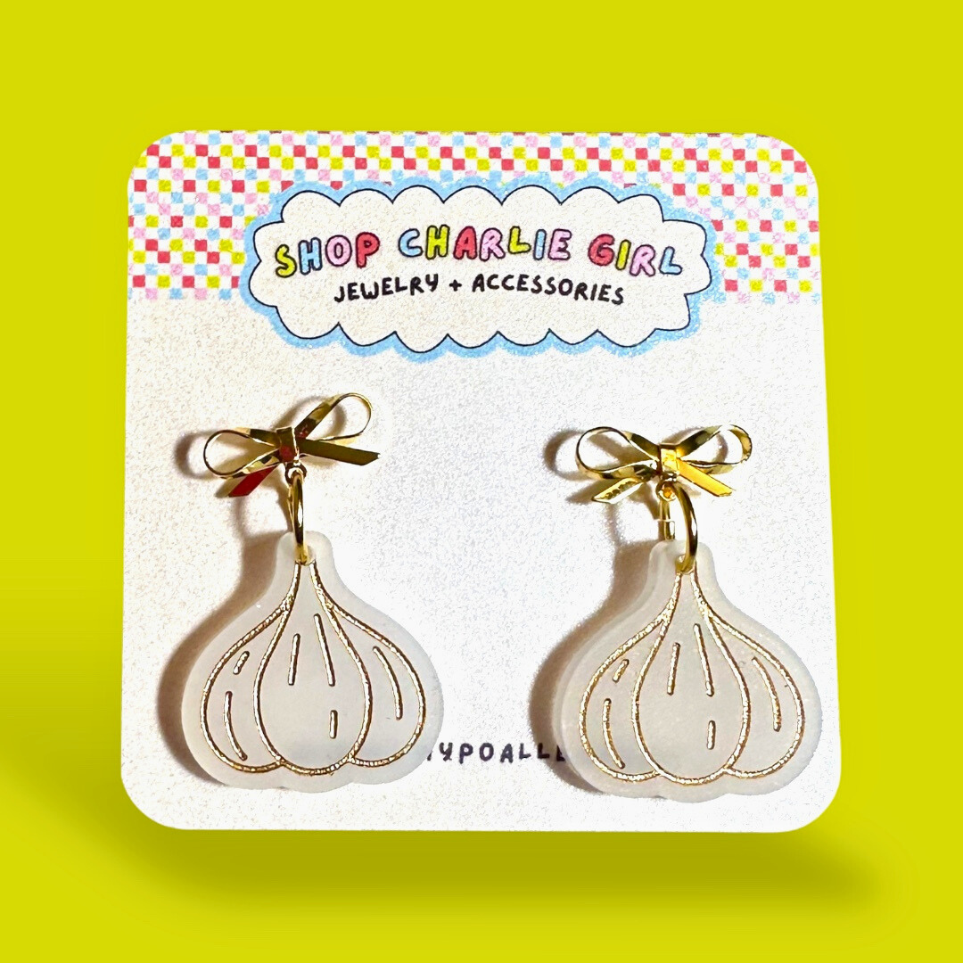 Garlic + Bow Acrylic Earrings