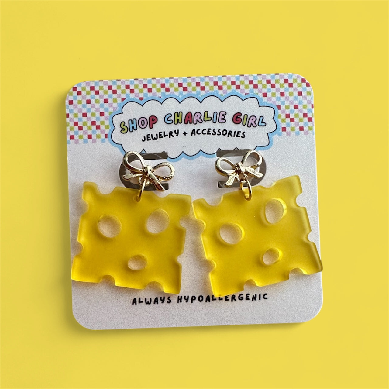Cheese Slice Acrylic Earrings