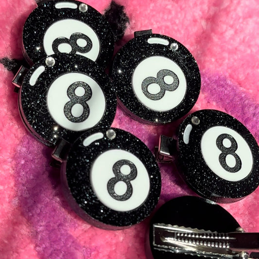 8 Ball Acrylic Hair Clip - Single