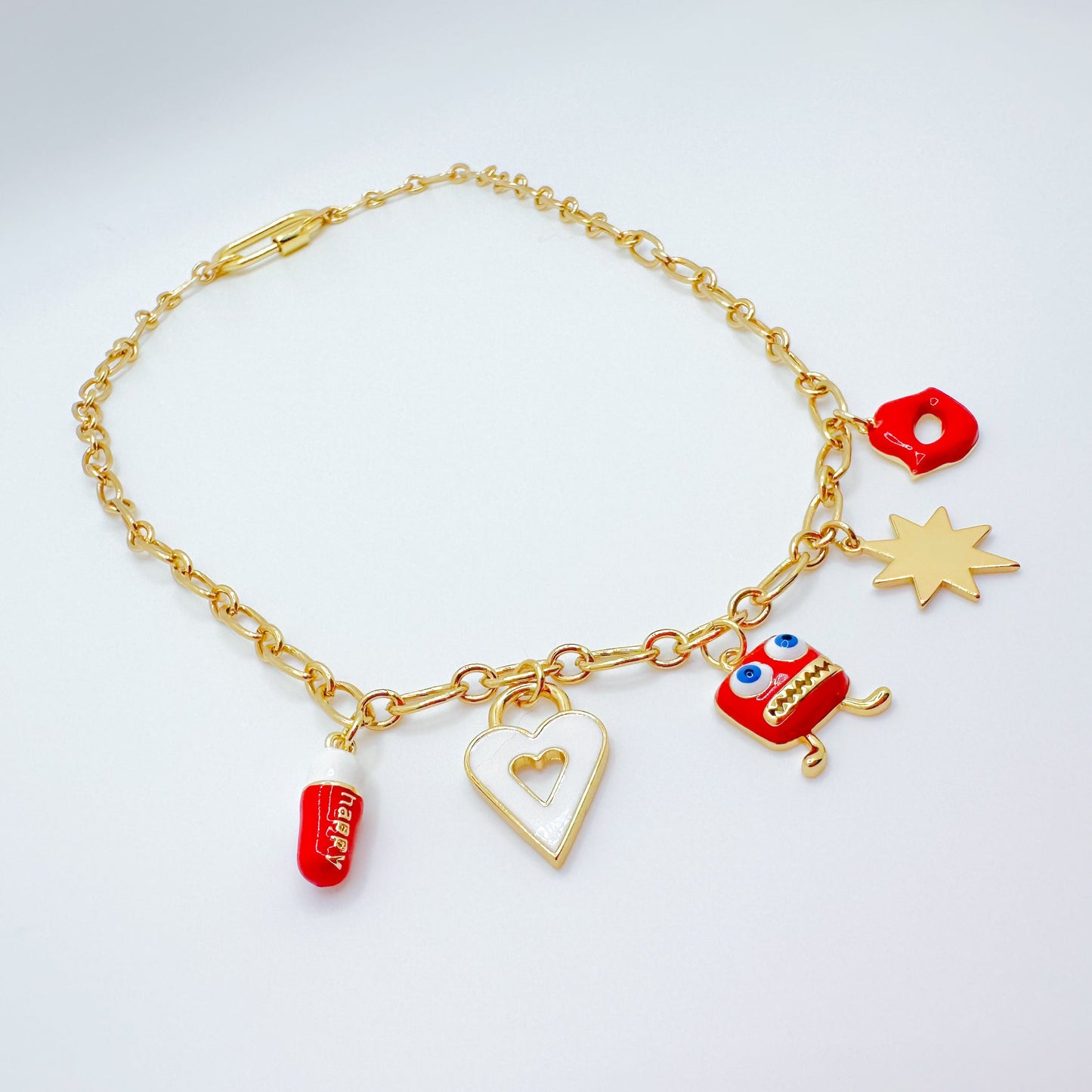 Gold Filled Monster Party Charm Necklace