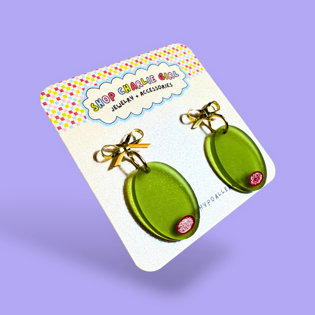 Olive + Bow Acrylic Earrings