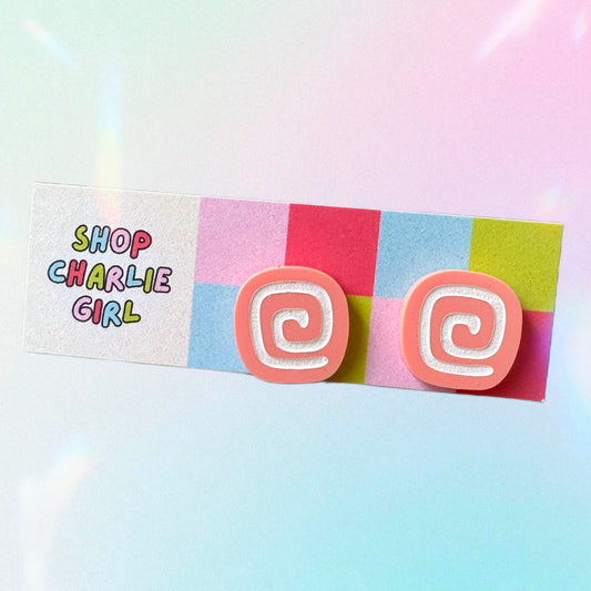 Matte Coral Spiral Acrylic Stud Earrings