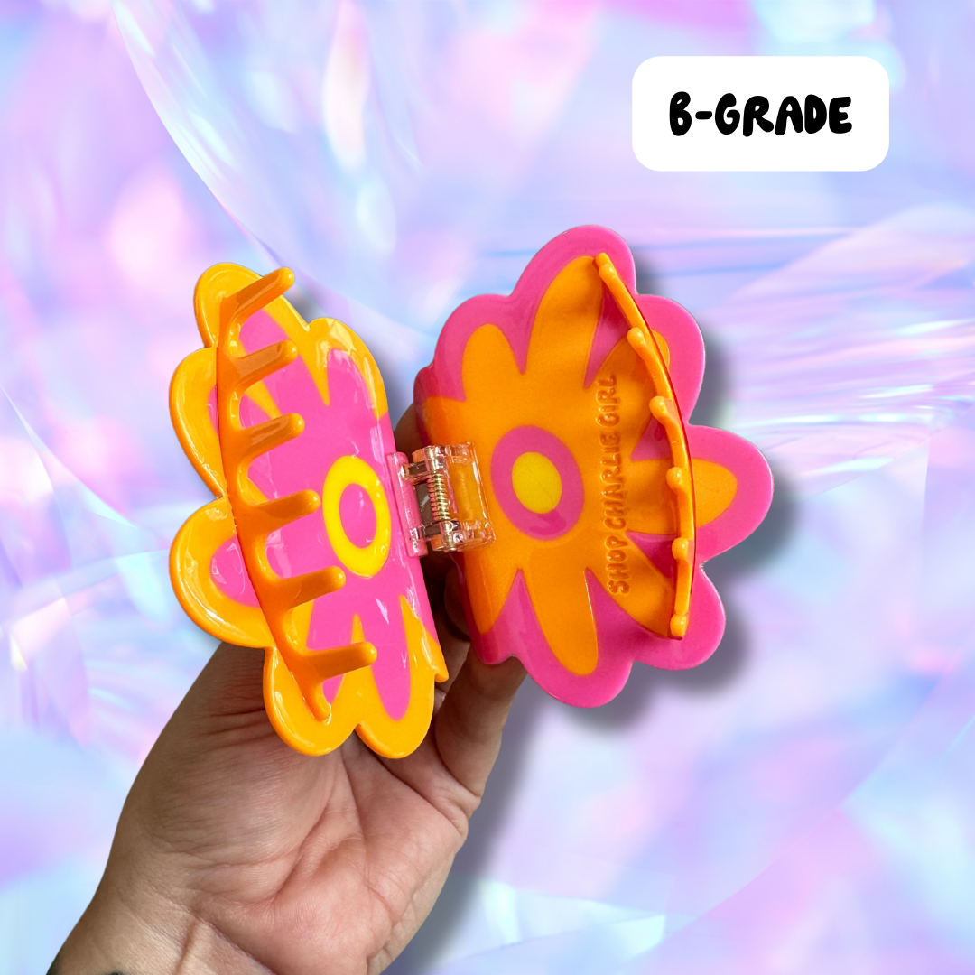 Pink + Orange Flower Hair Claw (B-GRADE)