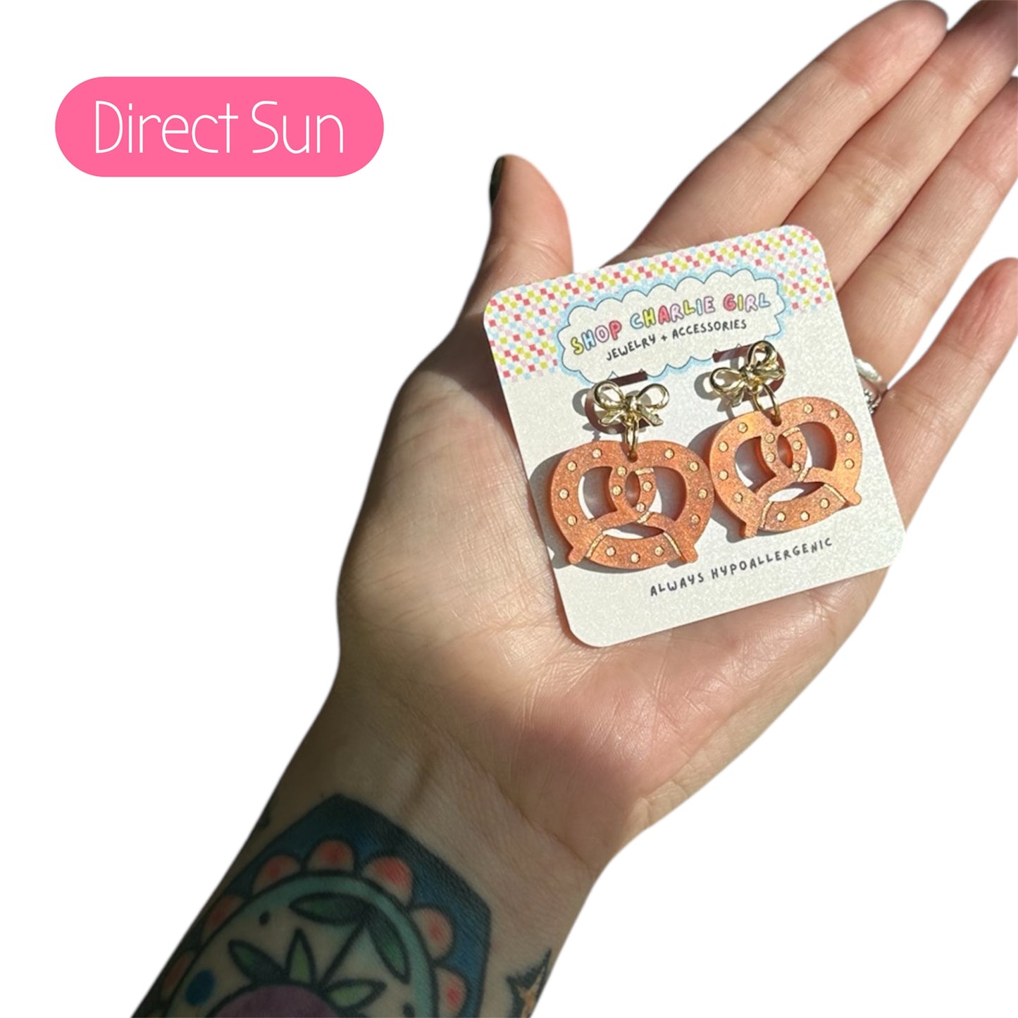 Pretzel and Bow Acrylic Earrings