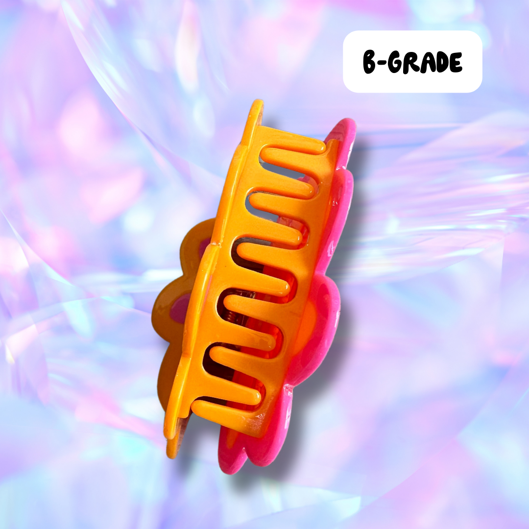 Pink + Orange Flower Hair Claw (B-GRADE)