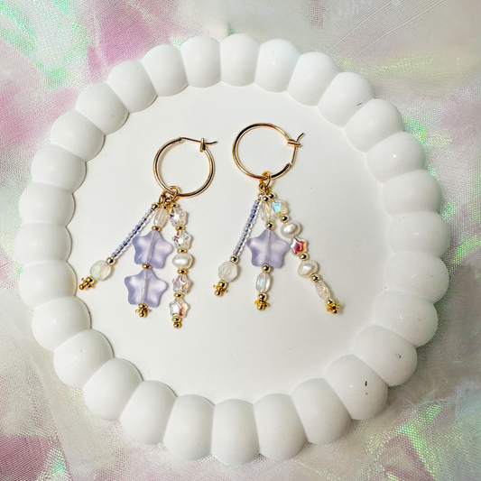 Gold Filled Stars Are Blind Hoop Beaded Earrings