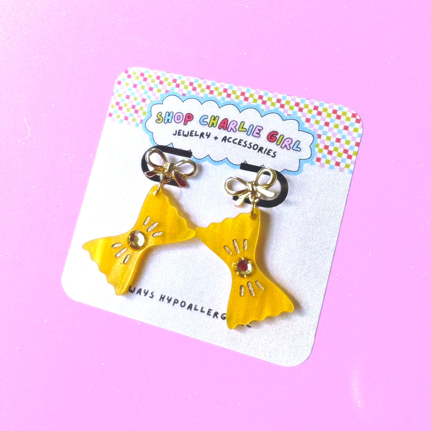 Bowtie Pasta Acrylic Earrings