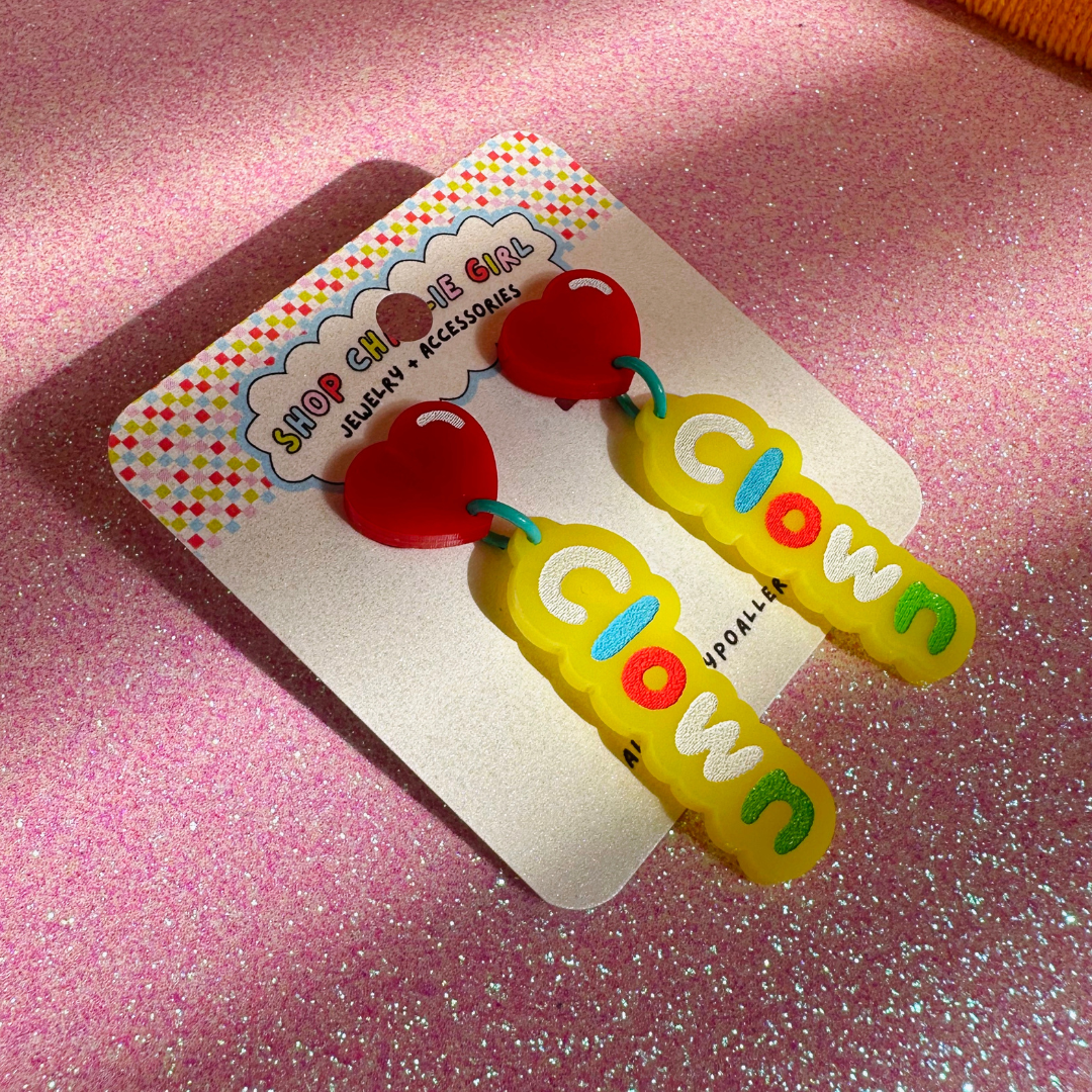 Clown Dangle Acrylic Earrings