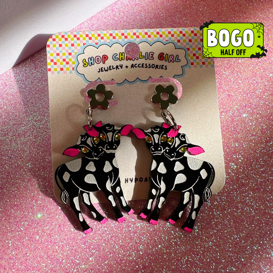 Two Headed Calf Acrylic Earrings