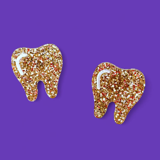 Gold Tooth Acrylic Stud Earrings