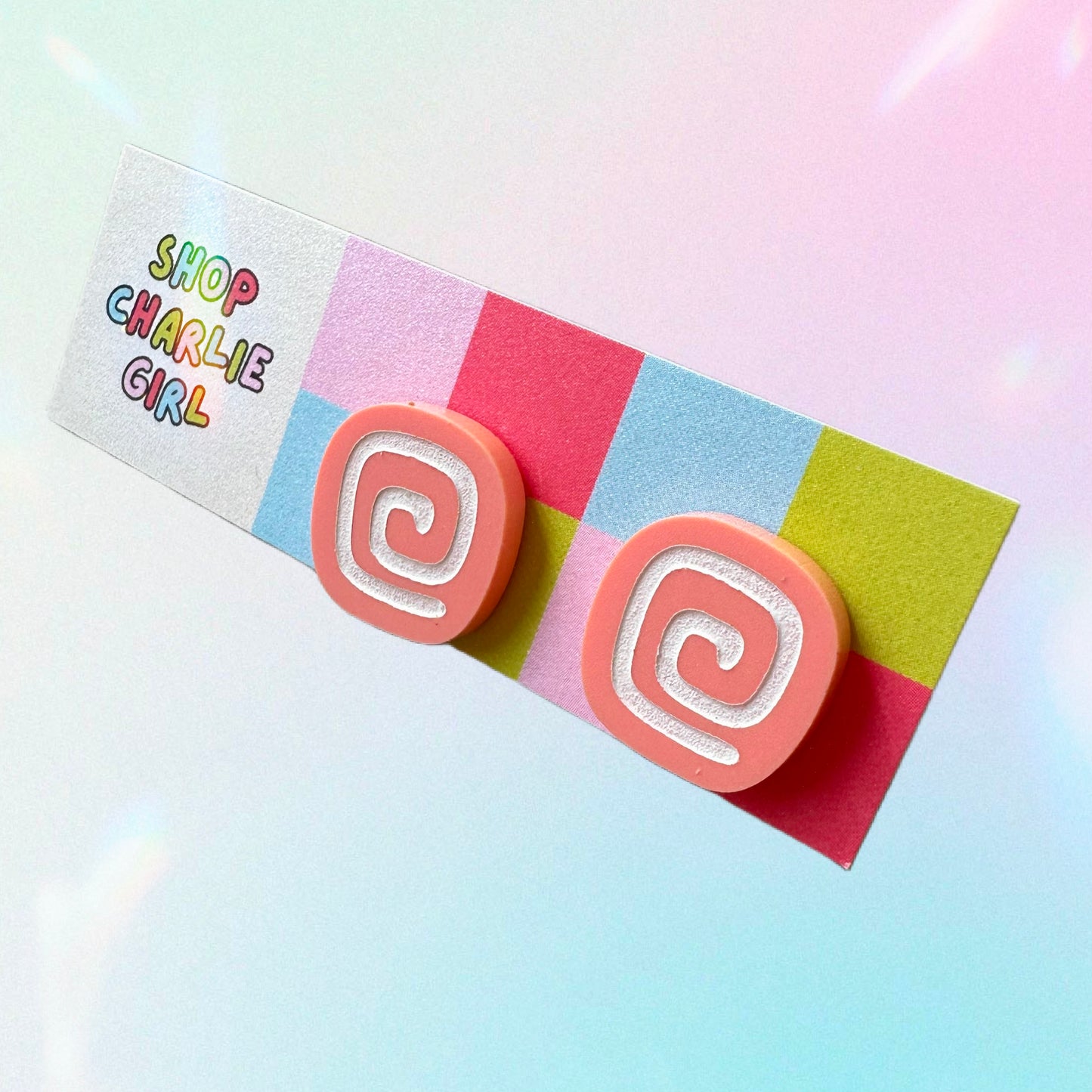 Matte Coral Spiral Acrylic Stud Earrings