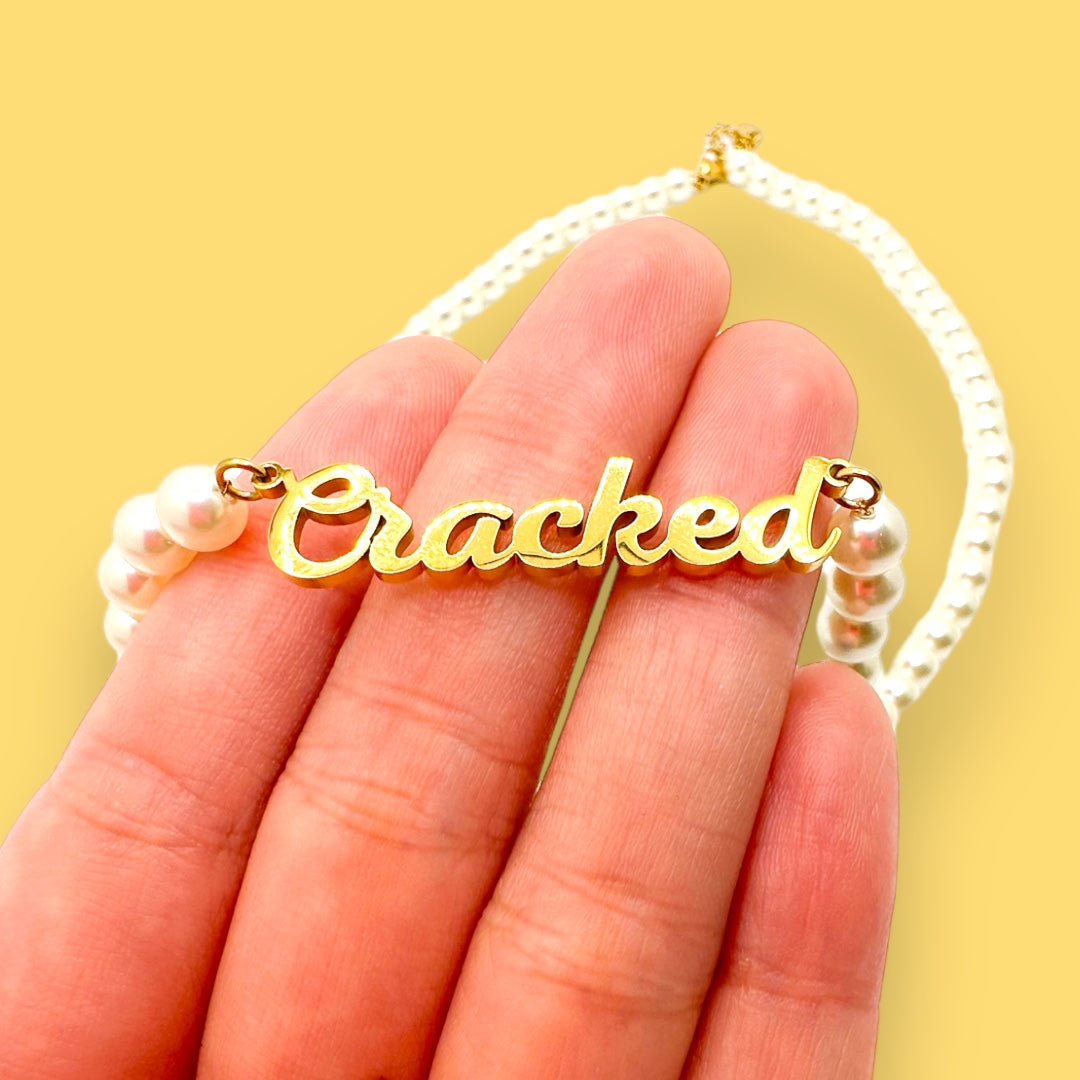 Cracked Pearl Necklace - Gold