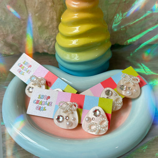 Abstract Gem + Bow Acrylic Stud Earrings