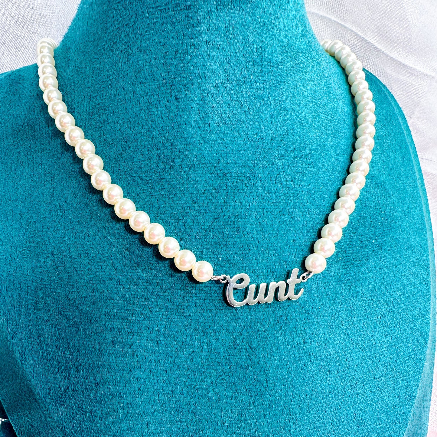 C*nt Pearl Necklace - Silver