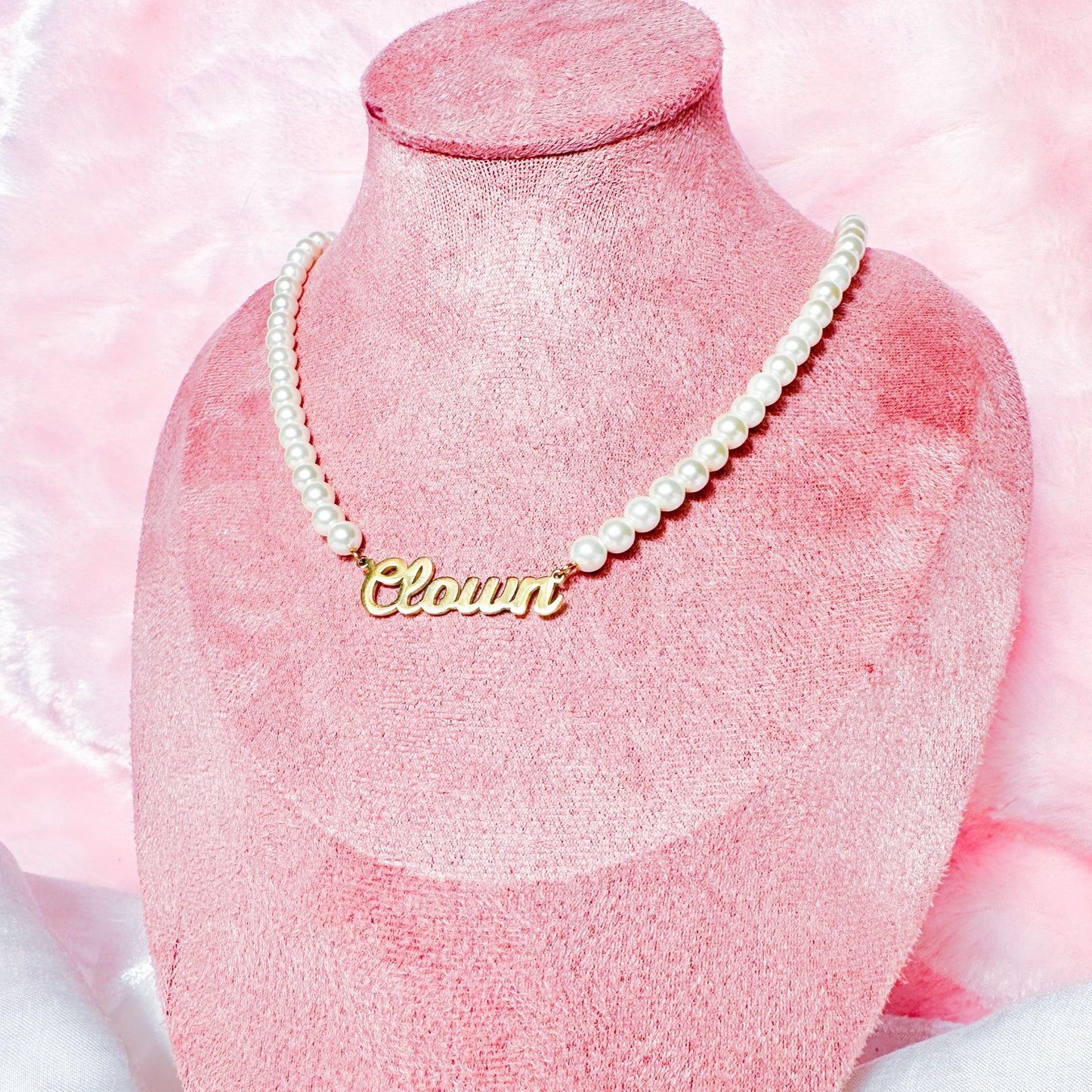 Clown Pearl Necklace - Gold