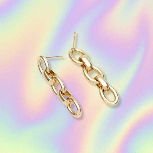 18k Gold Plated Chain Link Studs