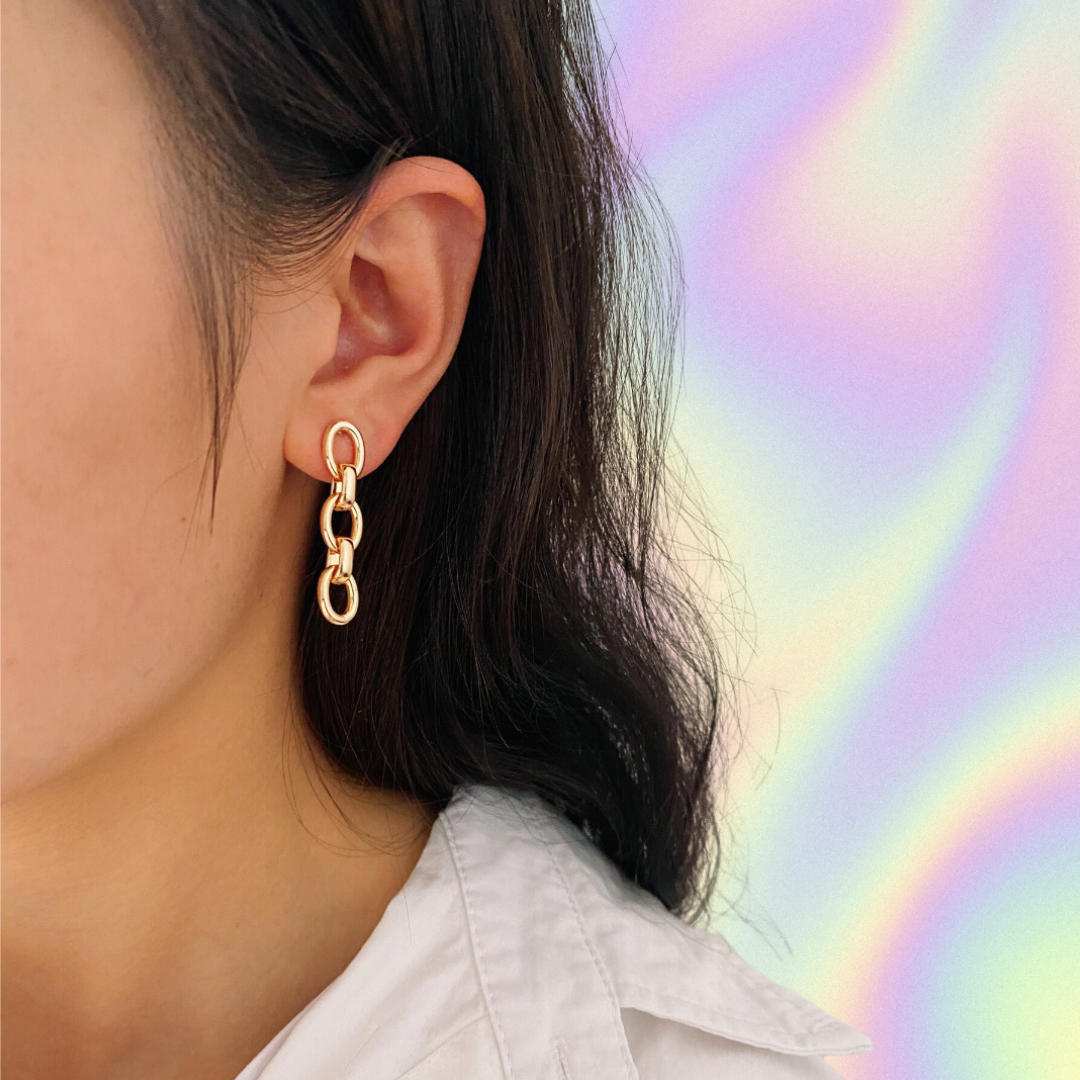 18k Gold Plated Chain Link Studs