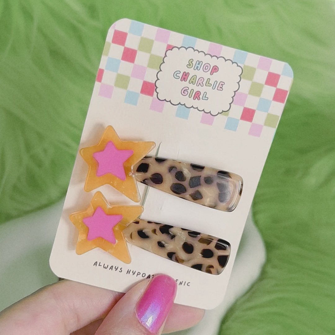 Y2k Pink + Orange Star Hair Clip Set – Shop Charlie Girl