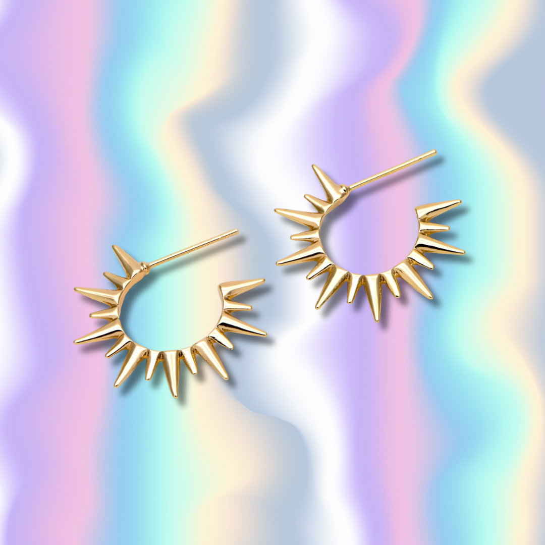 18k Gold Plated Spike Hoops