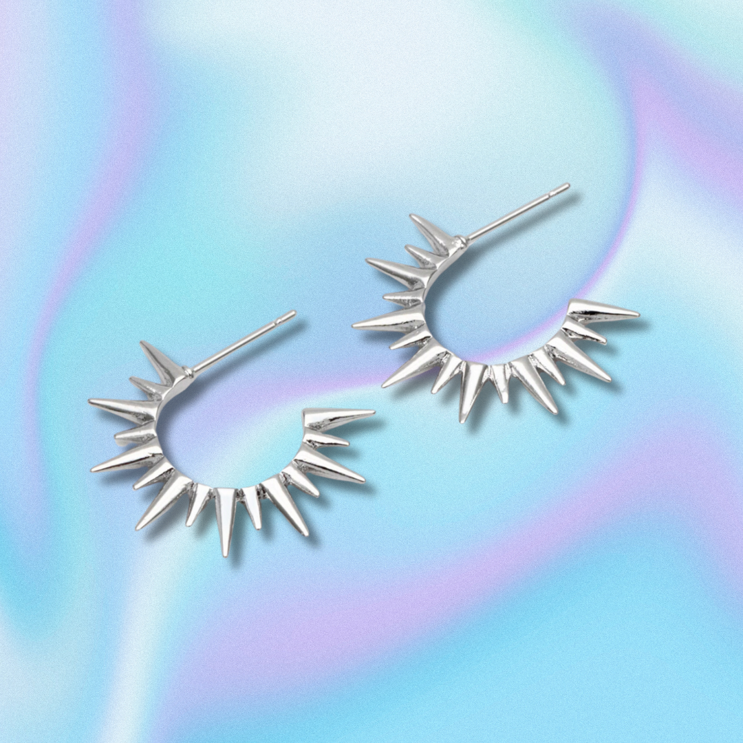 Silver Plated Spike Hoops