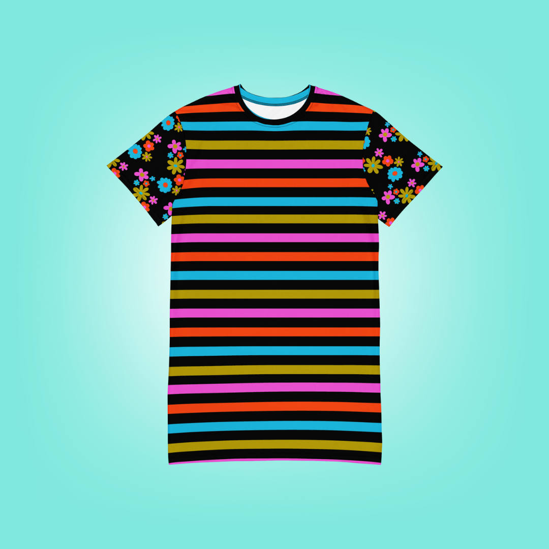 Electric Stripes Forever Tee Dress