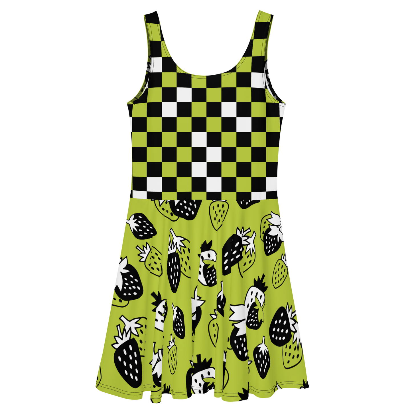 Strawberry Checkered Skater Dress